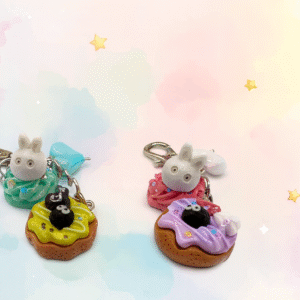 soot and white totoro donut keychain