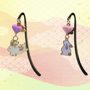 sakura rabbit metal hairpin hook bookmark