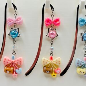 ribbon bound bear keychain